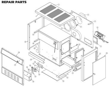Repair Parts 1 Diagram and Parts List for AW40E  US Stove Company Heating Stove